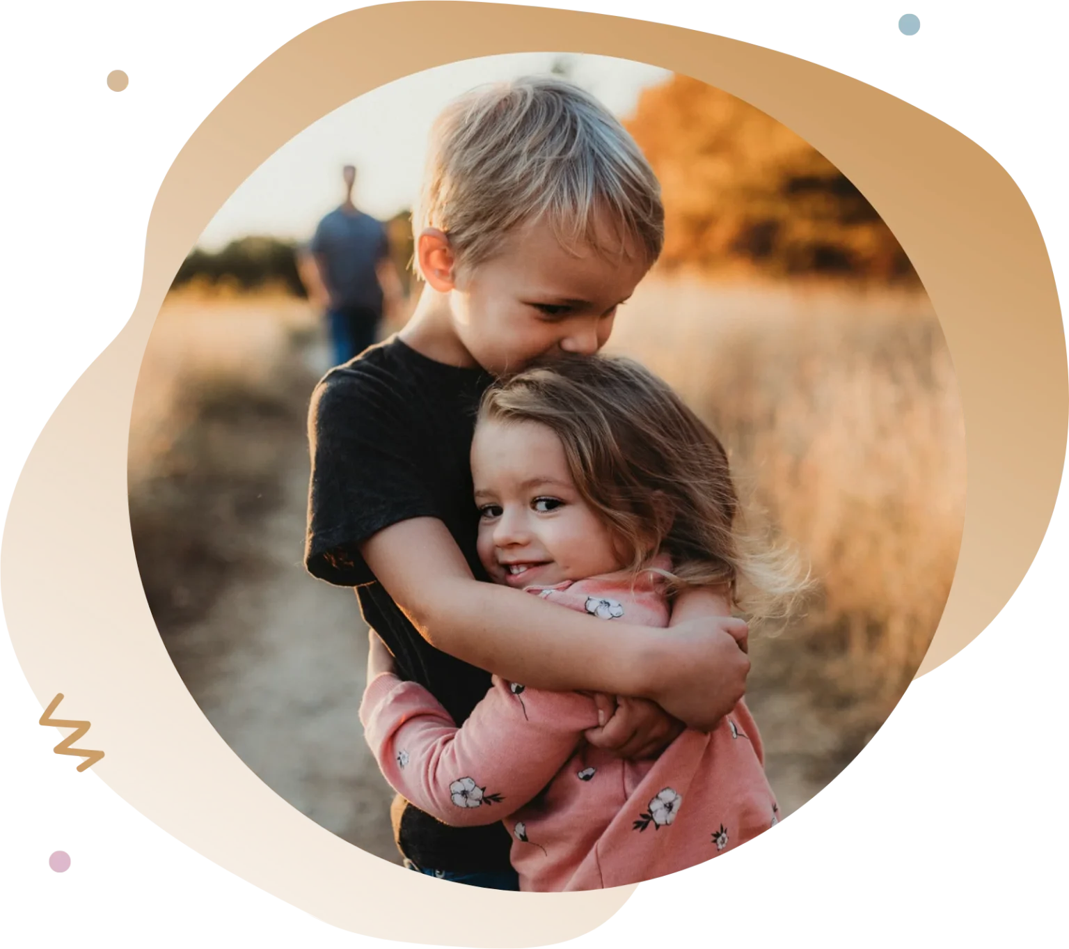 siblings hugging